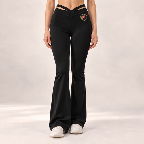 Luvha Yoga Micro-Flared Pants in Black, front view