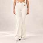 Luvha Yoga Micro-Flared Pants in Cream, front view